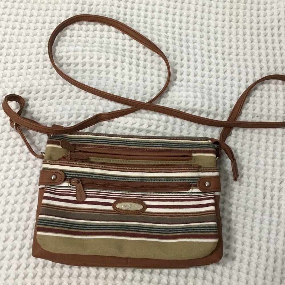MULTISAC Striped Crossbody Multi Pockets Bag